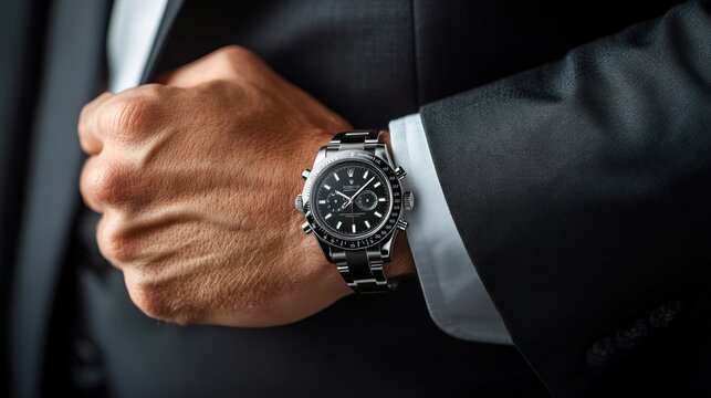 Luxury Wristwatch On A Man's Wrist - Powered by Adobe