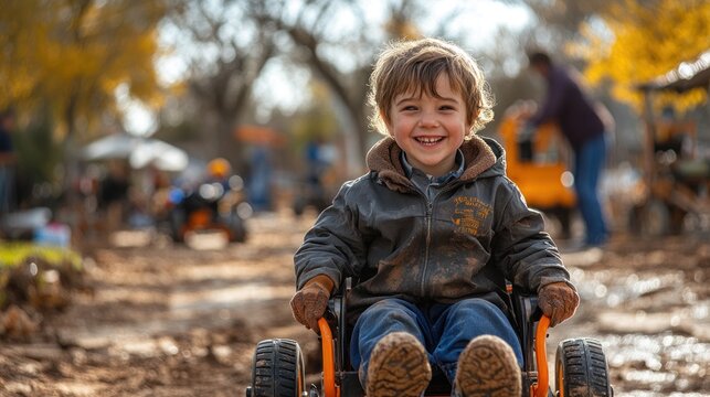 Smiling Boy on a Ride - Powered by Adobe
