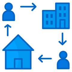 Hybrid Office Model  Icon Element For Design