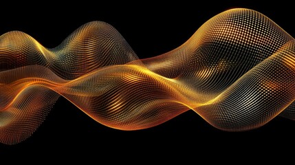 Dynamic Abstract Waves in Orange and Gold Against Black Background
