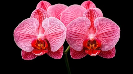Pink Orchid Pair, Elegant Floral Duo, Closeup View