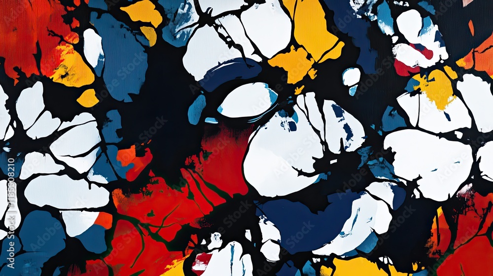 Poster abstract artwork with bold colors and dynamic patterns