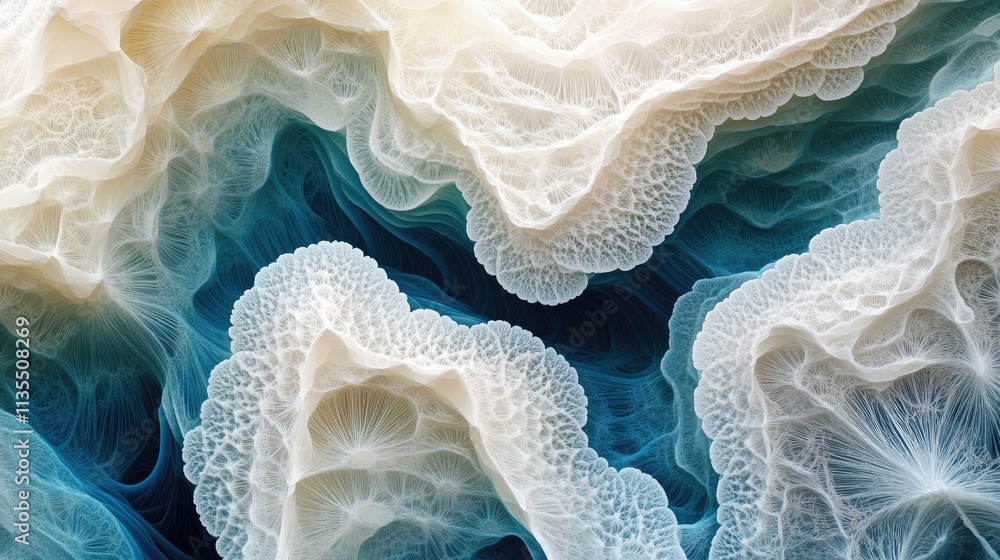 Poster abstract organismic patterns with fluid textures and soft colors