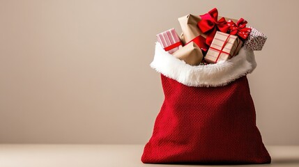 Festive Red Bag Filled With Colorful Gifts for Holiday Celebrations
