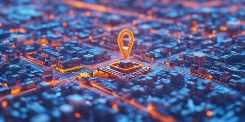 Futuristic Holographic Map of Automated Delivery Network, detailed visualization showcasing routes, hubs, and advanced logistics technology