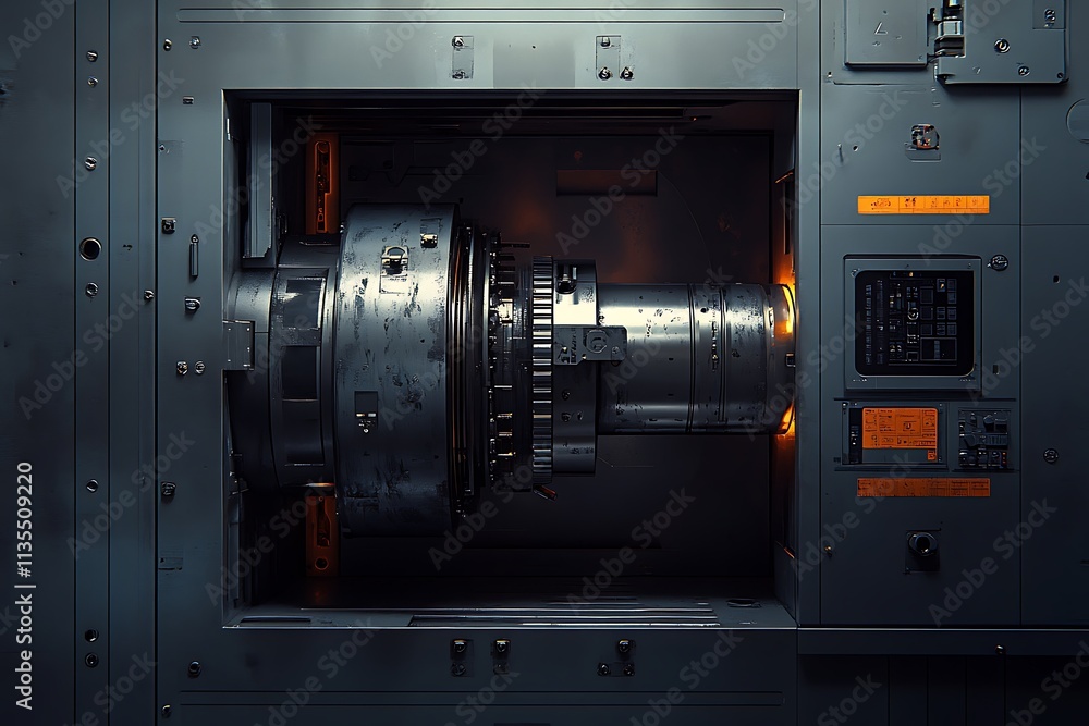 Poster futuristic engine system. concept of advanced technology and engineering.