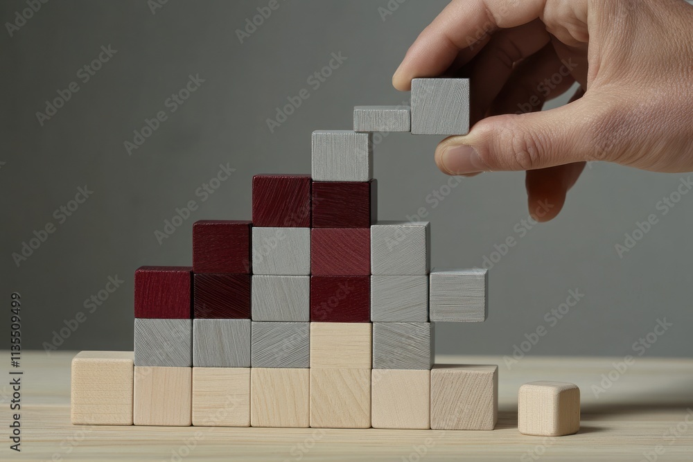 Poster hand building tower with blocks.