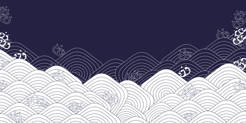 波　海　和柄　模様　背景	
