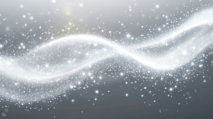 Ethereal Silver Swirl with Glittering Sparkles on Soft Background