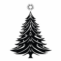 Obraz premium Minimalist Silhouette of Christmas Tree with Modern Decor, Minimalist Christmas Tree DecorChristmas day, New Year's Eve, Happy New Year
