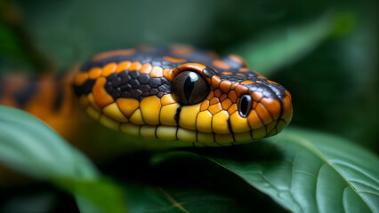 Obraz premium Gaboon Viper in Rainforest Habitat
