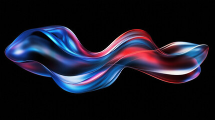 Obraz premium Abstract 3D Flowing Liquid-Like Wave Textures in Red, Blue, and Silver Gradient