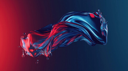 Abstract 3D Flowing Liquid-Like Wave Textures in Red, Blue Gradient