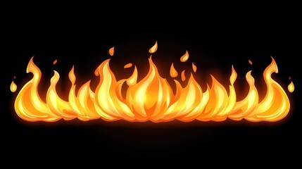 Vibrant Flame Design Isolated on Black Background for Creative Use