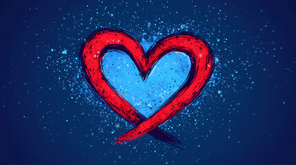 Heart symbol with infinity sign representing healthcare eternal love and medical care set against a blue background. Eternal. Illustration
