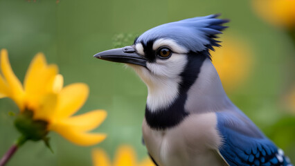 Fototapeta premium Blue Jay Portrait in Nature