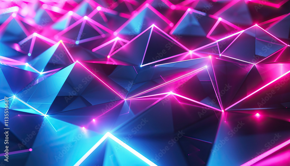 Aufkleber interconnected pyramidal network with neon illumination
