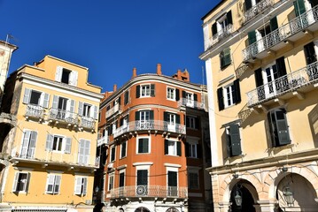 Buildings on the island of Corfu in Greece