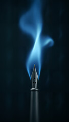 Blue Flame from a Silver Fountain Pen