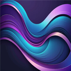 Abstract blue and purple liquid wavy shapes futuristic banner. Glowing retro waves vector background