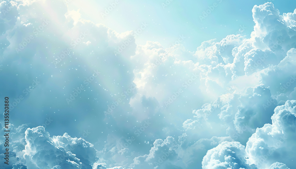 Poster Digital Image of Cumulus Clouds and Sky with Light Source