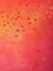 A vibrant background featuring scattered hearts in shades of pink and orange, ideal for romance.