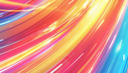 Fototapeta premium Abstract Composition of Curving Light Lines in Pink, Orange, Yellow, and Blue