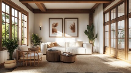 Sunlit Modern Minimalist Living Room Design
