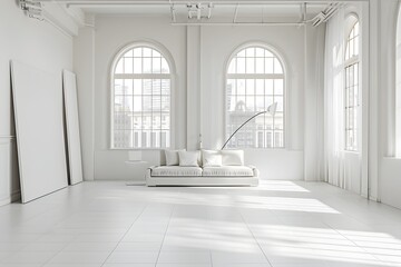 Bright and Spacious Minimalist Studio with Large Windows for Product Photography