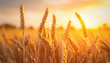Fototapeta premium Wheat Stalks in Sunset Light