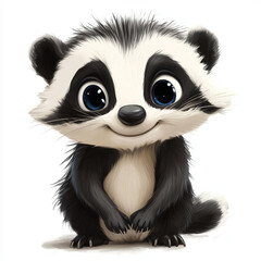 Cute baby panda character with big eyes and friendly smile