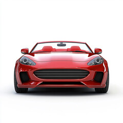 A red convertible car, front view.