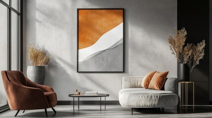 Modern Living Room Interior Design with Abstract Art
