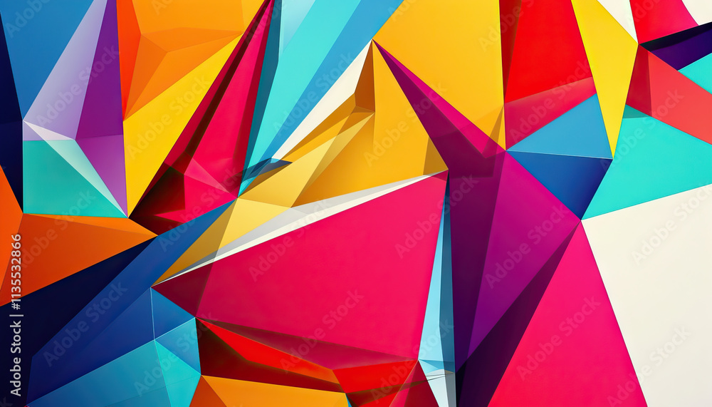 Poster abstract composition of multicolored polygons