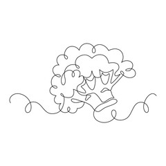 Cauliflower drawn in continuous line in minimalism, healthy eating, vegetarianism, vegetable, garden plant, one line, editable vector contour