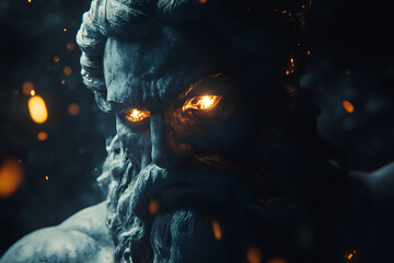 Obraz premium Glowing Eyes of a Stone God
