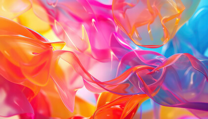 Obraz premium Abstract Composition of Translucent, Intertwined Shapes in Pink, Orange, and Blue