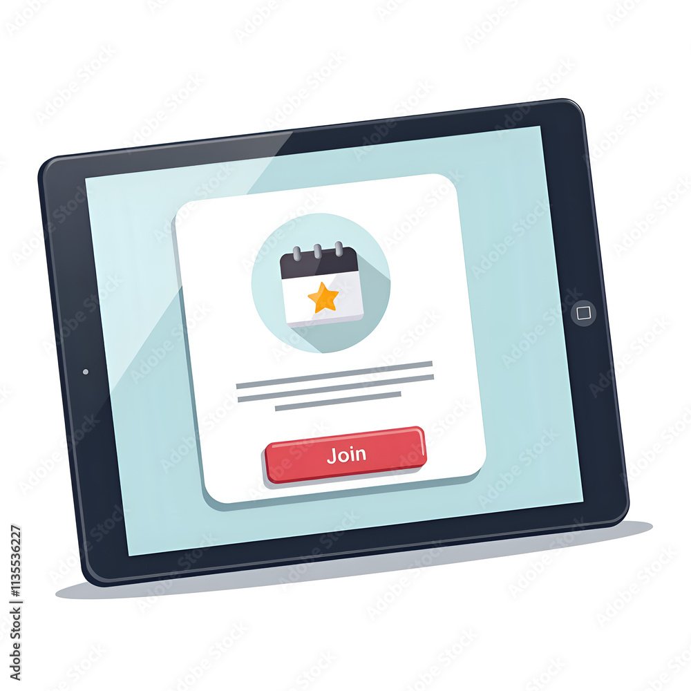 Wall mural digital invitation interface with join button and calendar icon for event participation, digital ill