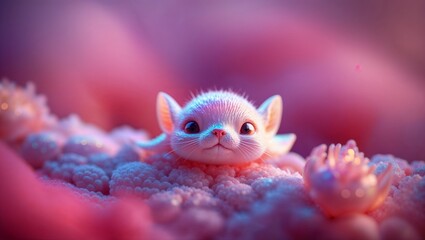 A highly detailed close-up shot with a shallow depth of field, showcasing a luminescent, vibrant scene.