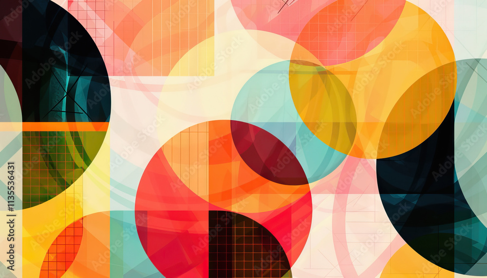 Aufkleber abstract composition of overlapping circles and squares