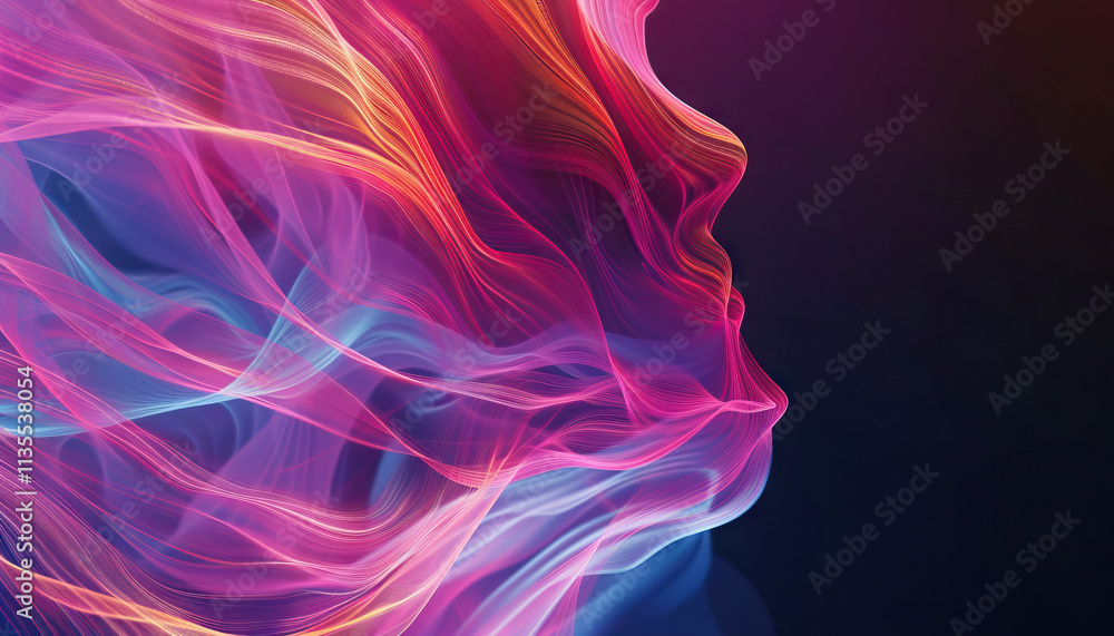 Poster abstract composition of intertwined luminous lines