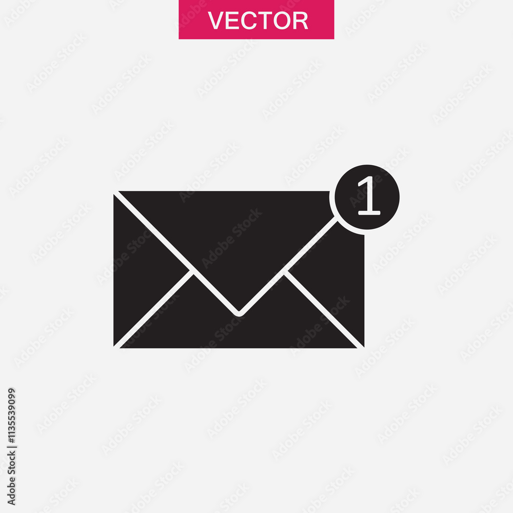 Poster email icon vector , one missed message vector trendy style illustration for web and app..eps