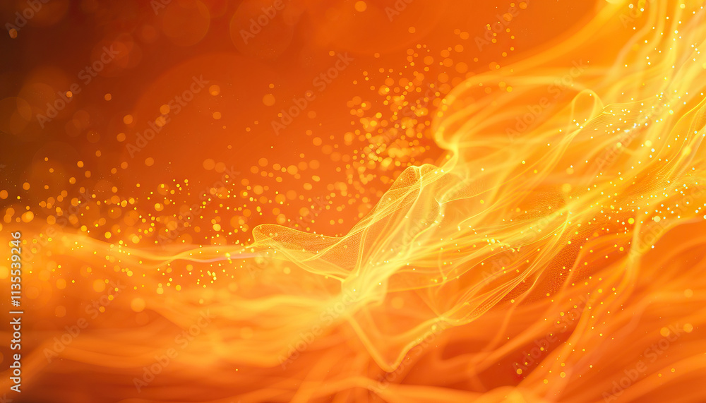 Poster abstract orange waveform with bokeh