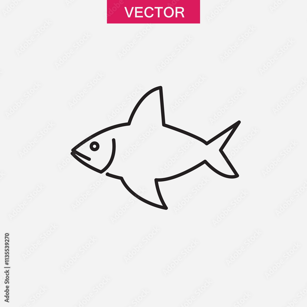 Aufkleber fish icon vector , flt black linear illustration for web and app..eps