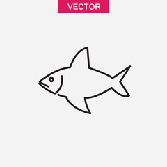 Fish icon vector , flt black linear illustration for web and app..eps