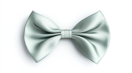 Naklejka premium A soft satin bow with a delicate mint green hue, perfectly centered on a clean white background, sharp and crisp edges highlighting the folds and curves of the ribbon