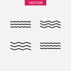 Fototapeta premium Wave icon set. Vector flat black linear illustration for web and app..eps