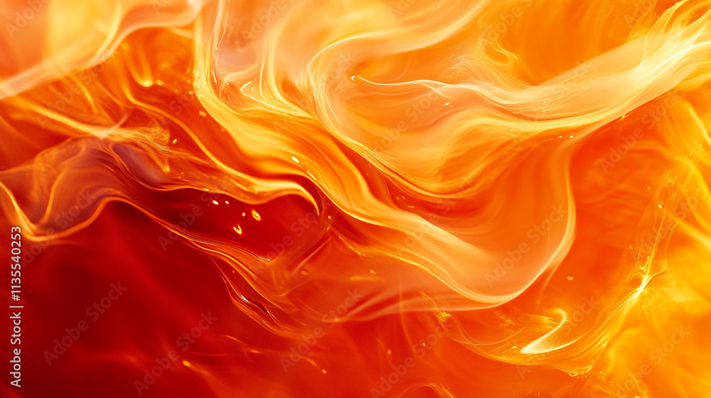 Poster swirling flames create dynamic patterns in vibrant shades of orange and red