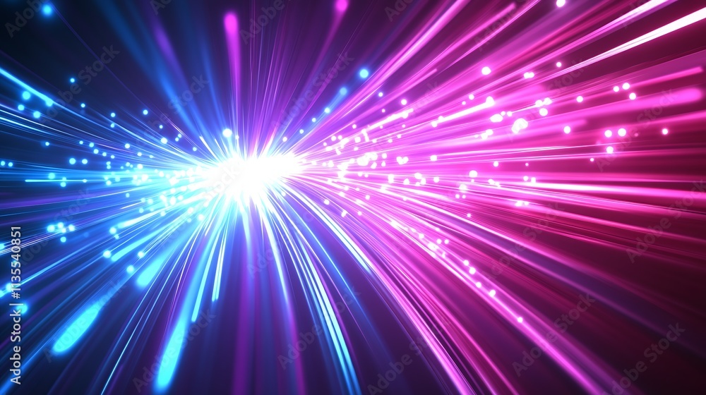 Aufkleber vibrant neon light burst in blue and pink with dynamic energy pattern : generative ai
