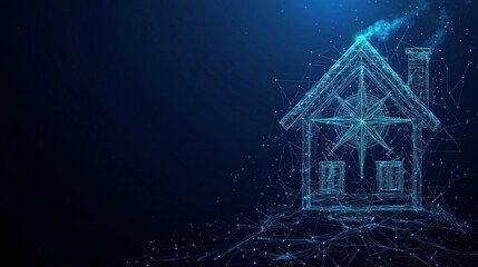 Abstract Digital House with a Guiding Star